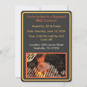 Hamburger Backyard  Barbeque Cookout Invitation