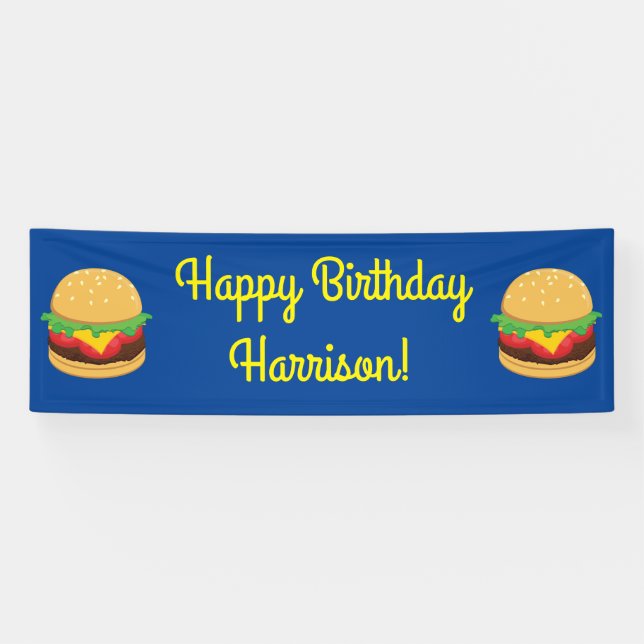 Hamburger Birthday Party Burger Banner (Horizontal)