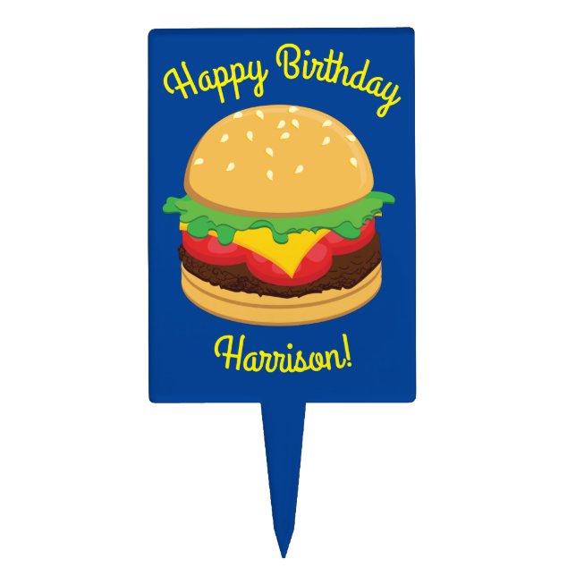 Hamburger Birthday Party Burger Cake Topper (Front)