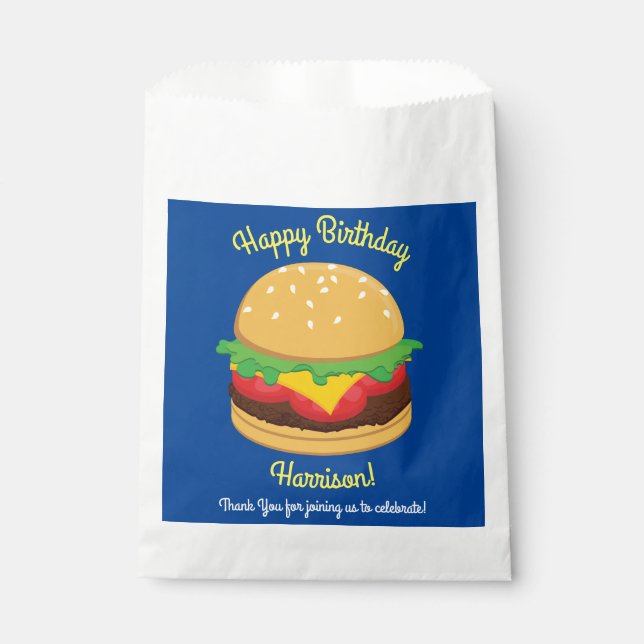 Hamburger Birthday Party Burger Favor Bag (Front)