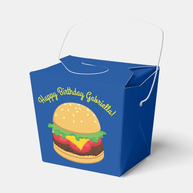 Hamburger Birthday Party Burger Favor Box (Front Side)