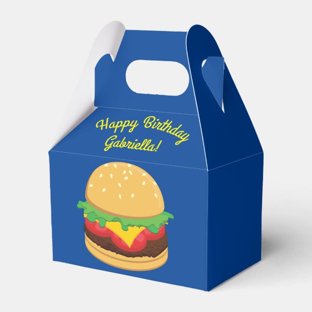 Hamburger Birthday Party Burger Favor Boxes (Back Side)
