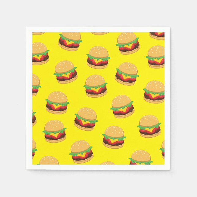 Hamburger Birthday Party Burger Napkins (Front)