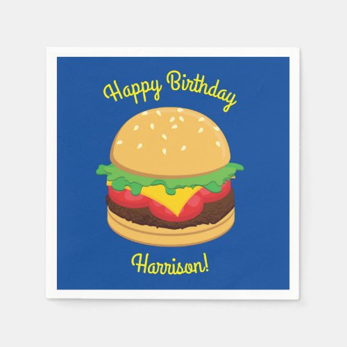 Hamburger Birthday Party Burger Napkins