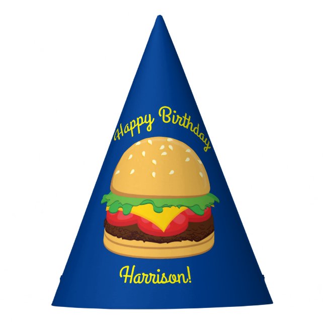 Hamburger Birthday Party Burger Party Hat (Front)