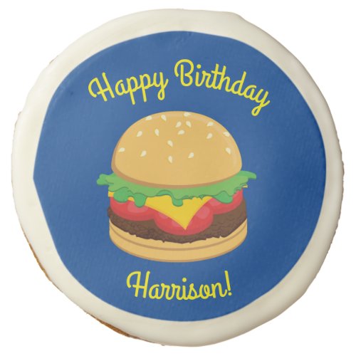 Hamburger Birthday Party Burger Round Shortbread C Sugar Cookie