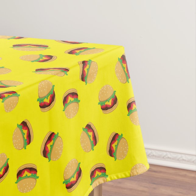 Hamburger Birthday Party Burger Tablecloth (In Situ)