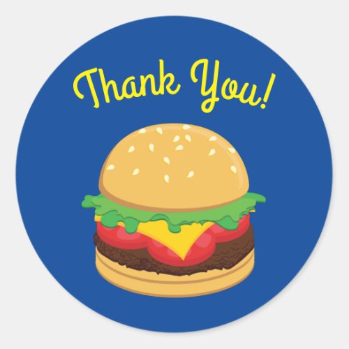 Hamburger Birthday Party Burger Thank You Classic Round Sticker