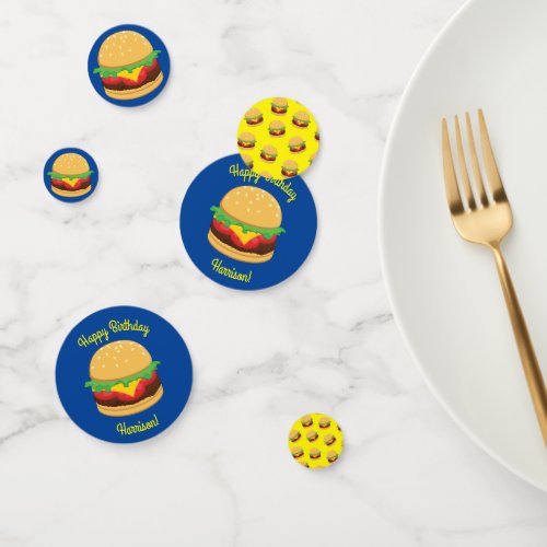 Hamburger Birthday Party Burgers Confetti