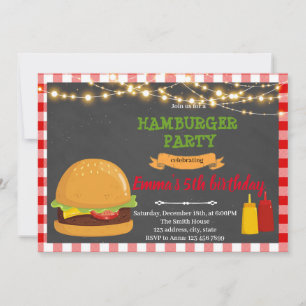 Hamburger birthday party invitation