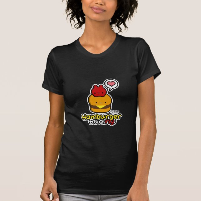 Hamburger Bun(ny) Black Tee (Women) (Front)