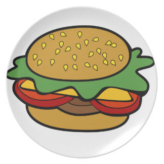 Cartoon Burger Plates | Zazzle