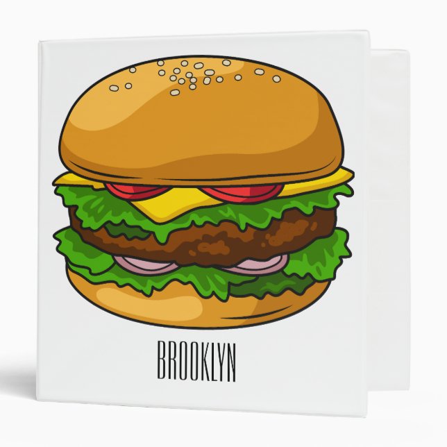 Hamburger cartoon illustration 3 ring binder (Front/Inside)