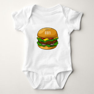 Hamburger cartoon illustration  baby bodysuit