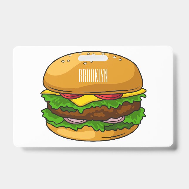Hamburger cartoon illustration  badge (Front)