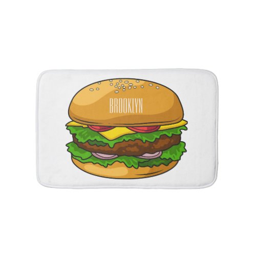 Hamburger cartoon illustration bath mat