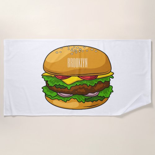 Hamburger cartoon illustration beach towel