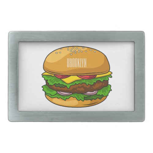 Hamburger cartoon illustration belt buckle