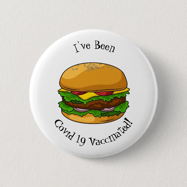 Hamburger cartoon illustration button (Front)