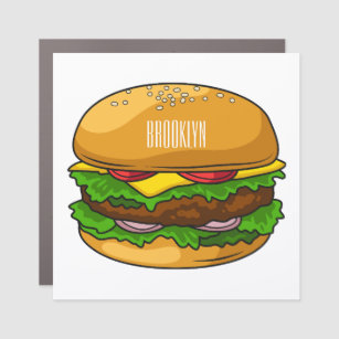 Hamburger cartoon illustration  car magnet