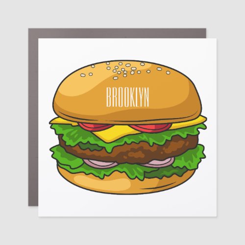 Hamburger cartoon illustration  car magnet