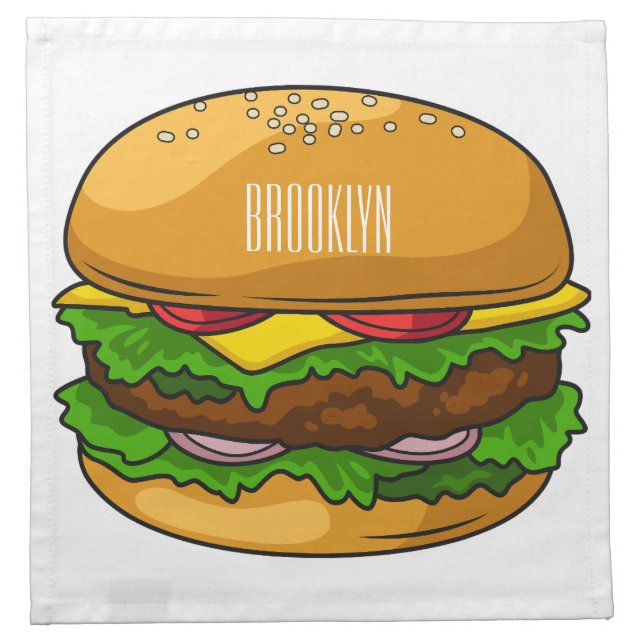 Hamburger cartoon illustration cloth napkin (Front)