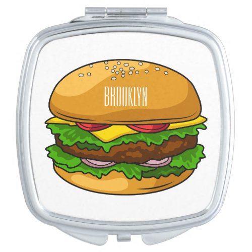 Hamburger cartoon illustration compact mirror