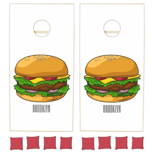 Hamburger cartoon illustration cornhole set