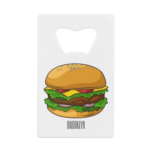 Hamburger cartoon illustration credit card bottle opener