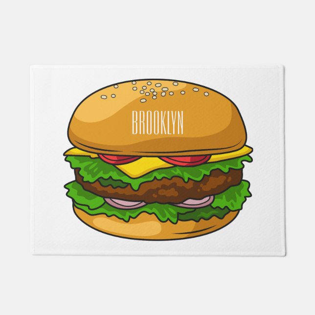 Hamburger cartoon illustration  doormat (Front)