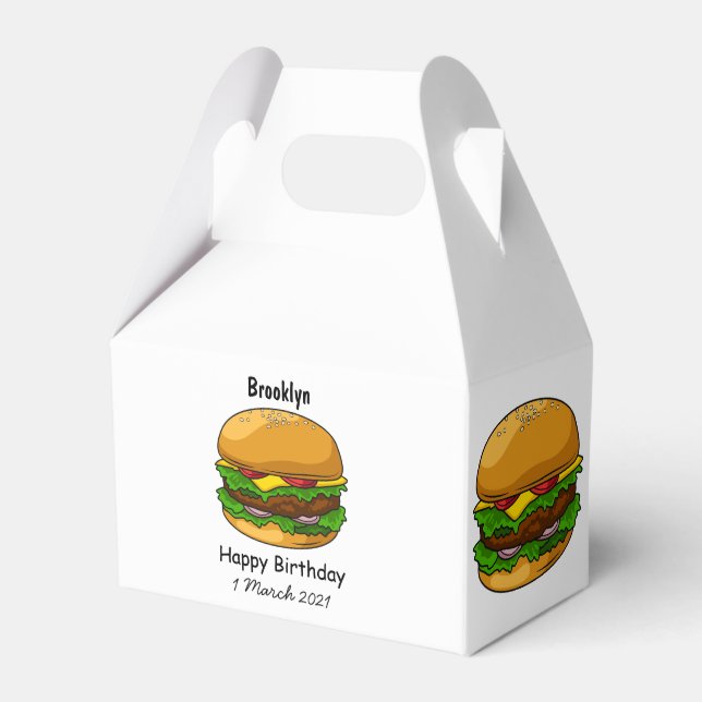 Hamburger cartoon illustration favor boxes (Front Side)
