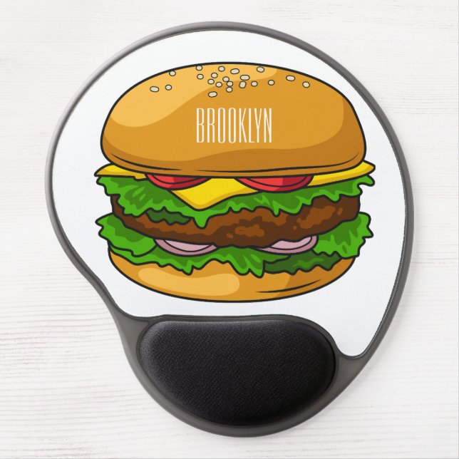 Hamburger cartoon illustration  gel mouse pad (Front)