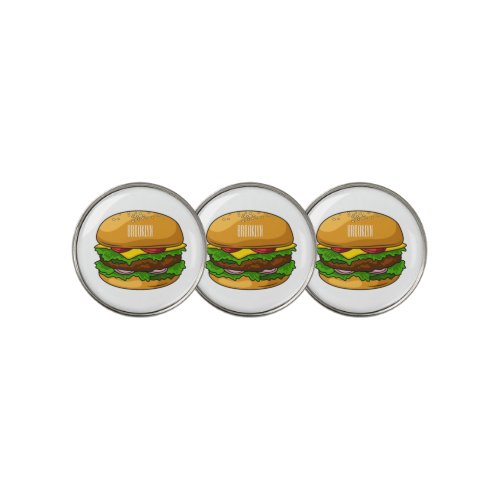 Hamburger cartoon illustration golf ball marker