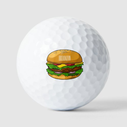 Hamburger cartoon illustration golf balls