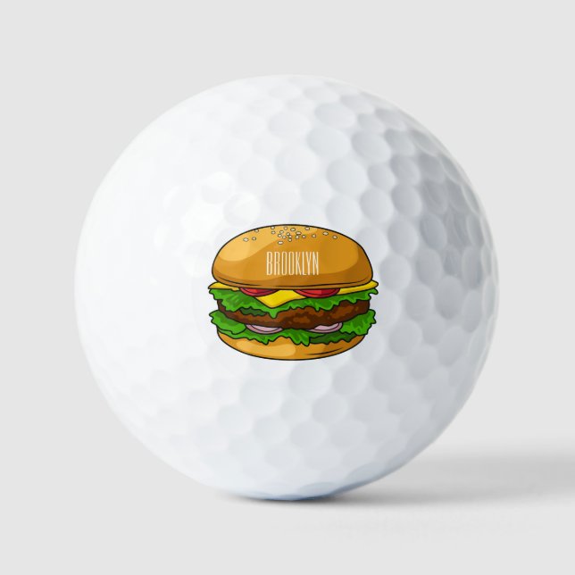 Hamburger cartoon illustration golf balls (Front)