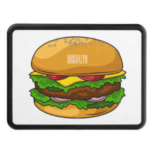 Hamburger cartoon illustration hitch cover