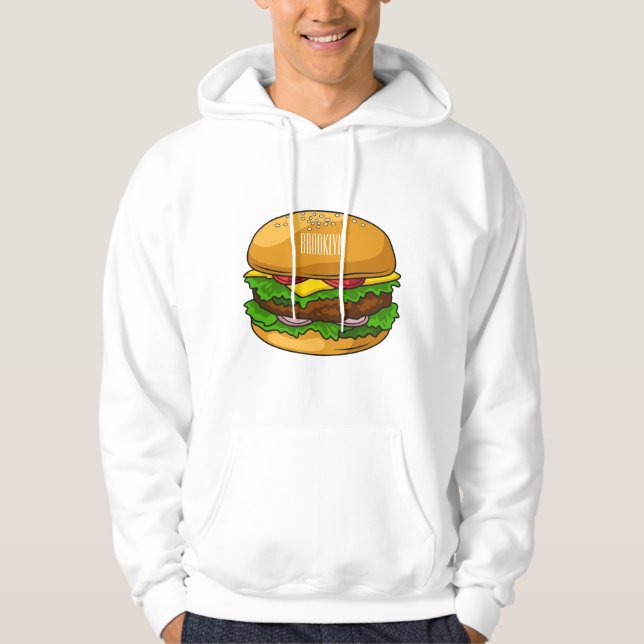 Hamburger cartoon illustration hoodie (Front)