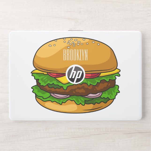 Hamburger cartoon illustration  HP laptop skin (Front)