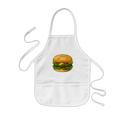 Hamburger cartoon illustration  kids apron