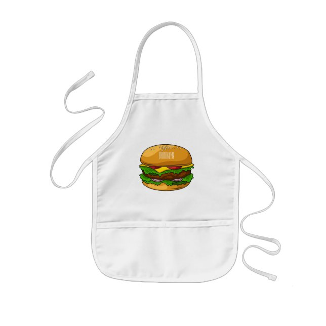 Hamburger cartoon illustration  kids' apron (Front)