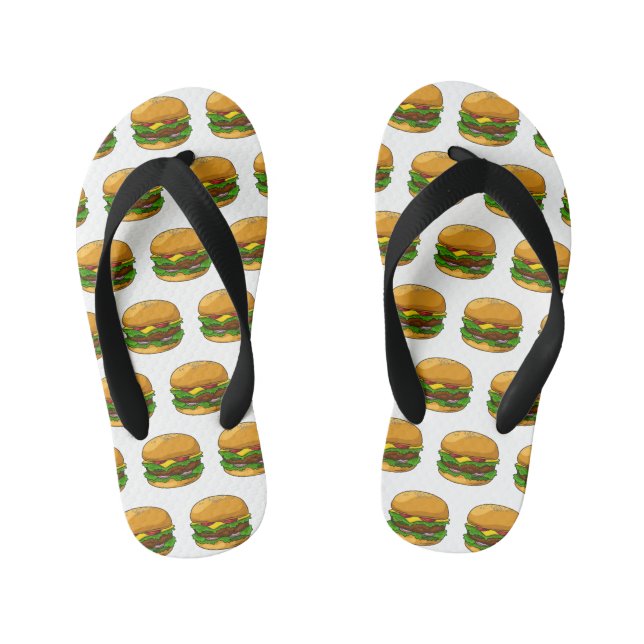 Hamburger cartoon illustration kid's flip flops (Footbed)