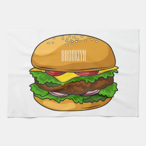 Hamburger cartoon illustration  kitchen towel