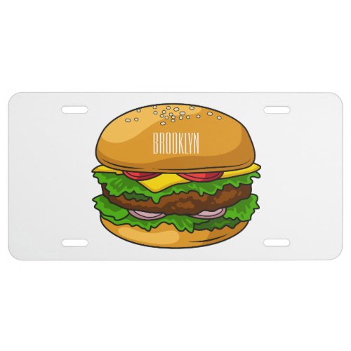 Hamburger cartoon illustration license plate
