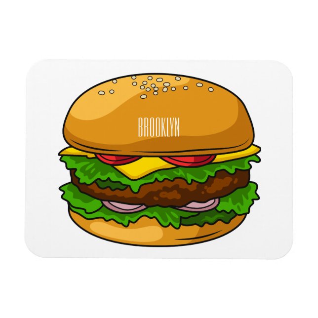 Hamburger cartoon illustration  magnet (Horizontal)