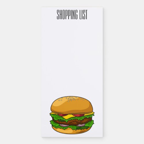 Hamburger cartoon illustration  magnetic notepad