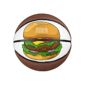Hamburger cartoon illustration  mini basketball