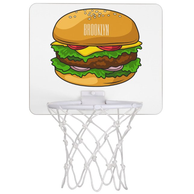 Hamburger cartoon illustration  mini basketball hoop (Front)