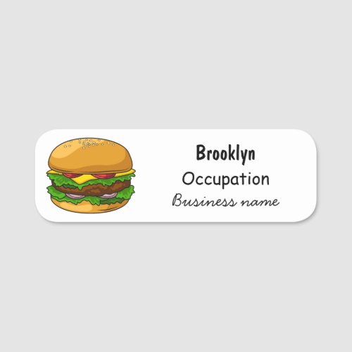 Hamburger cartoon illustration name tag