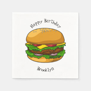 Hamburger cartoon illustration napkins