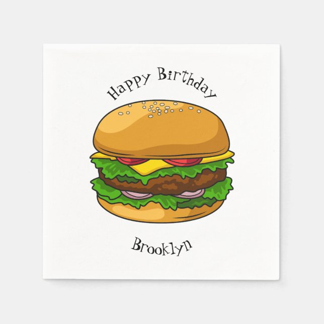 Hamburger cartoon illustration napkins (Front)